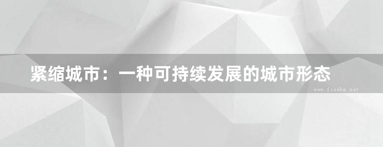 紧缩城市：一种可持续发展的城市形态 规划专业必看书籍